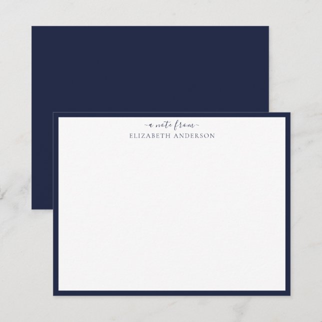 Denim Blue Classic Border Note Card Mitteilungskarte (Vorne/Hinten)