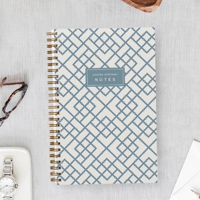 Denim Blue | Coastal Bamboo Trellis Personalized Notizbuch (Von Creator hochgeladen)