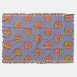 Denim Blue Colorful Mandala Pattern Boho Blanket Decke