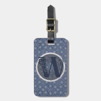 Denim Blue Decorative Monogram "W" Gepäckmarke Gepäckanhänger