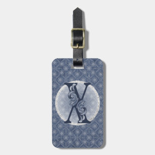 Denim Blue Decorative Monogram "X" Gepäckmarke Gepäckanhänger