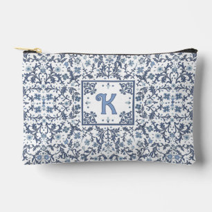 Denim Blue Extravagant Floral Muster Personalisier Zubehörtasche