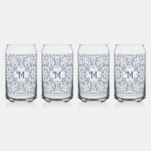 Denim Blue Extravagant Graphic Muster Personalisie Dosenglas