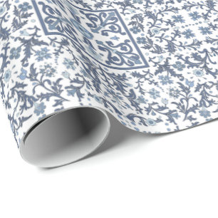 Denim Blue Floral Geschenkpapier