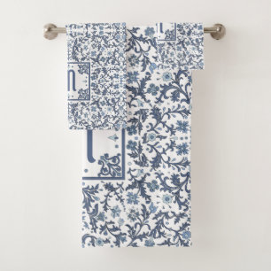 Denim Blue Floral Personalisiert Badhandtuch Set