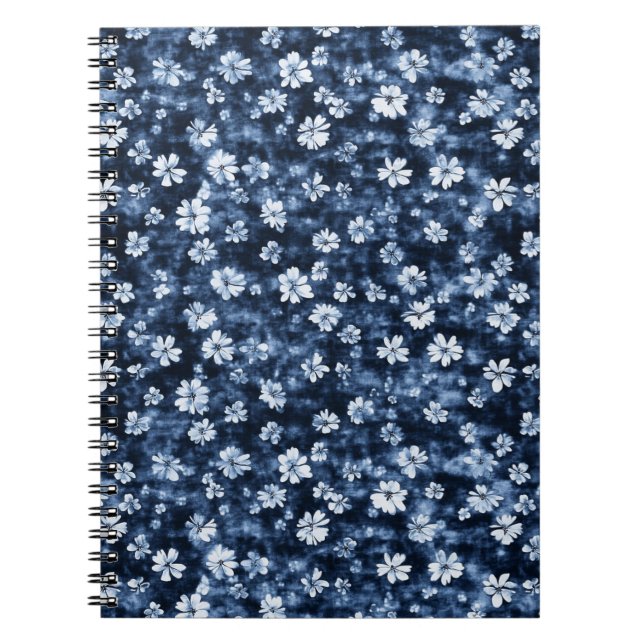 Denim Blue Flowers Notizblock (Vorderseite)