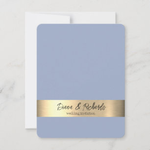 Denim Blue Gold Foil Rustikale Hochzeit Einladung