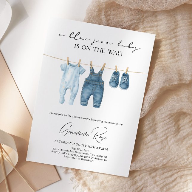 Denim Blue Jean Baby Shower Einladung (Von Creator hochgeladen)