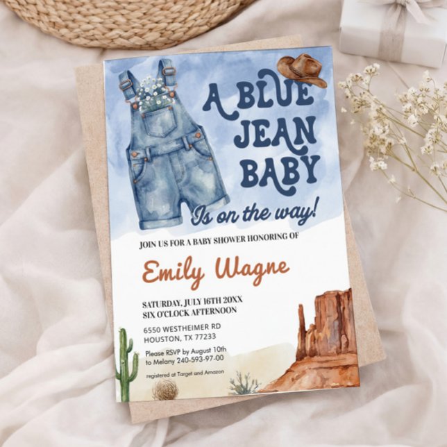 Denim Blue Jean Baby Shower Invitation Einladung (Von Creator hochgeladen)