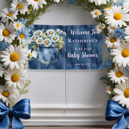 Denim Blue Jean | Daisies Floral Baby Shower Banner