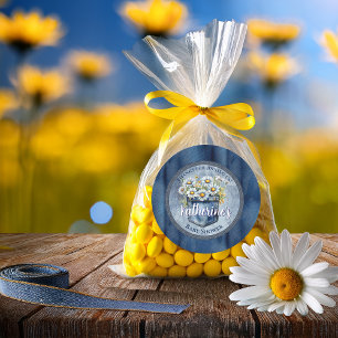 Denim Blue Jean   Daisies Floral Baby Shower Runder Aufkleber