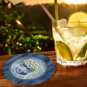 Denim Blue Jean   Daisies Floral Baby Shower Untersetzer