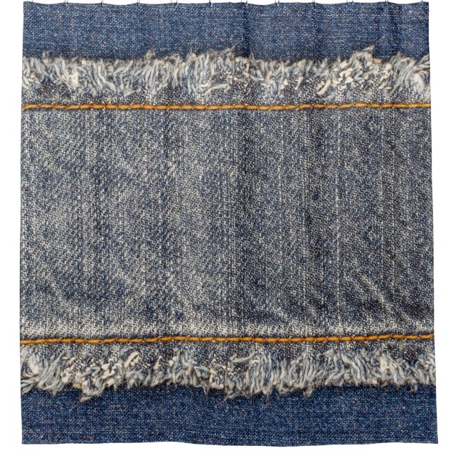 Denim Blue Jeans: Casual Double Patch Duschvorhang (Vorderseite)