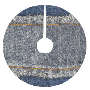 Denim Blue Jeans: Casual Double Patch Polyester Weihnachtsbaumdecke