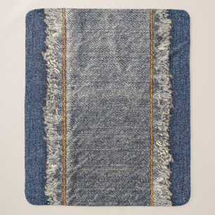 Denim Blue Jeans: Casual Double Patch Sherpadecke