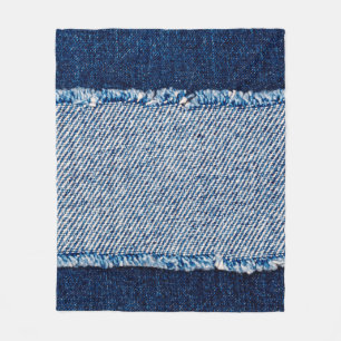 Denim blue jeans fabric frame. Bleached denim fabr Fleecedecke
