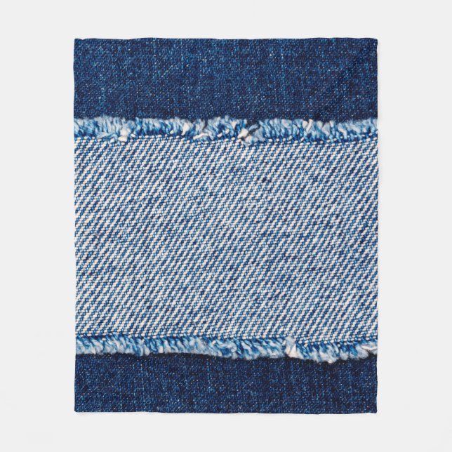 Denim blue jeans fabric frame. Bleached denim fabr Fleecedecke (Vorderseite)