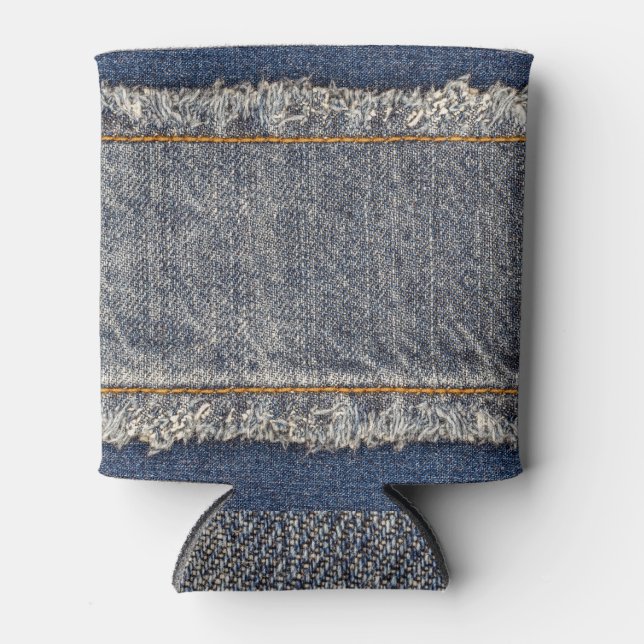 Denim Blue Jeans: Lässiger Doppelpflaster Dosenkühler (Vorderseite)