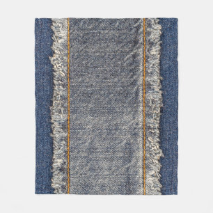 Denim Blue Jeans: Lässiger Doppelpflaster Fleecedecke