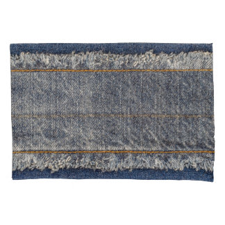 Denim Blue Jeans: Lässiger Doppelpflaster Kissenbezug