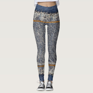 Denim Blue Jeans: Lässiger Doppelpflaster Leggings