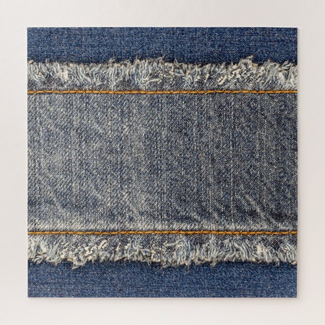 Denim Blue Jeans: Lässiger Doppelpflaster Puzzle (Vertikal)