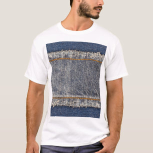 Denim Blue Jeans: Lässiger Doppelpflaster T-Shirt