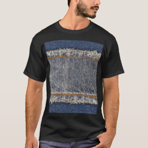 Denim Blue Jeans: Lässiger Doppelpflaster T-Shirt