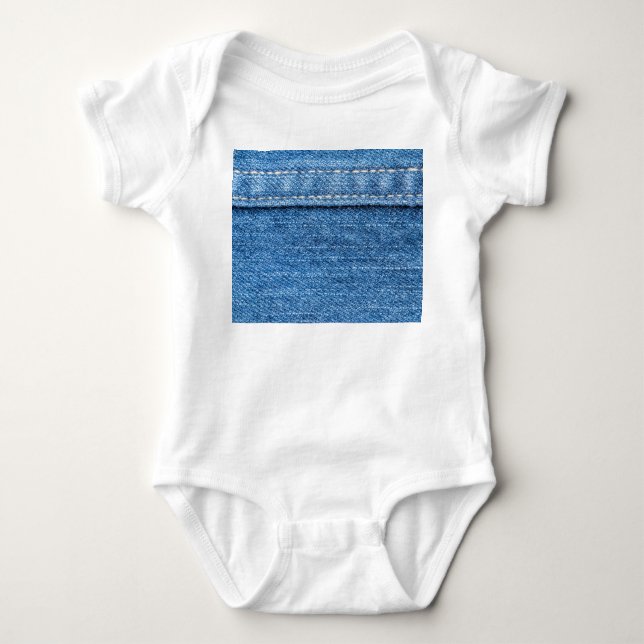 Denim Blue: Klassische Jeans Texture. Baby Strampler (Vorderseite)