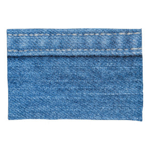 Denim Blue: Klassische Jeans Texture. Kissenbezug