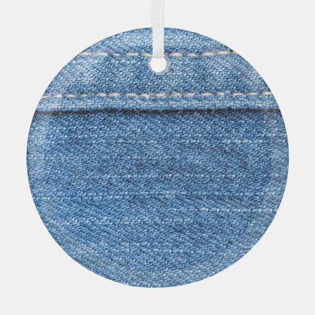 Denim Blue: Klassische Jeans Texture. Ornament Aus Glas (Vorderseite)