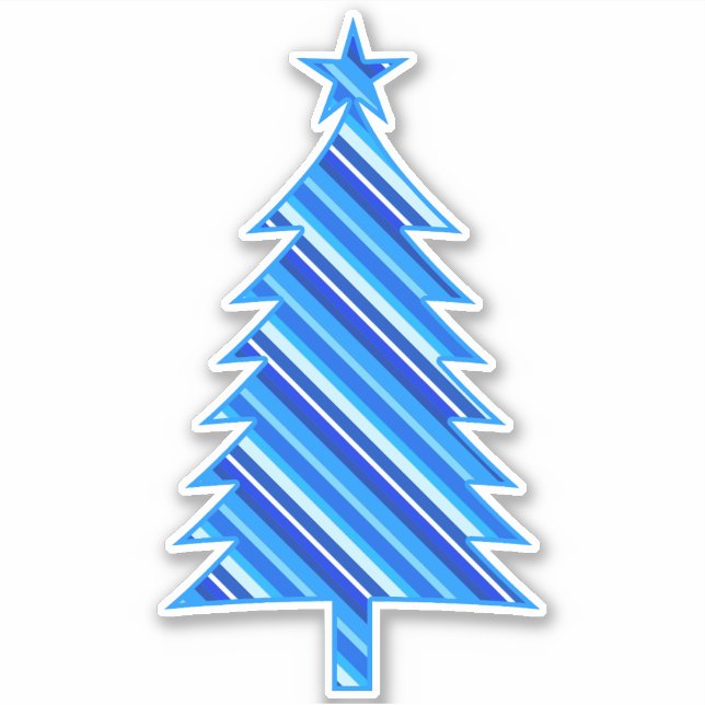 Denim Blue Layered Stripes Weihnachtsbaum Aufkleber (Vorderseite)