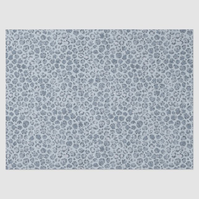 Denim Blue Leopard Print Glitzer     Seidenpapier (Vorderseite)