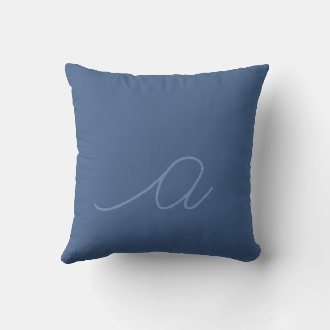 Denim Blue Lowercase Script Letter Kissen (Rückseite)
