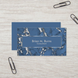 Denim Blue Marble und Metallic Silver Design Visitenkarte