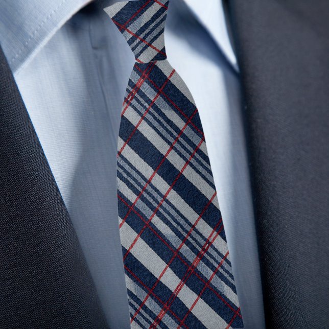 Denim Blue Navy Red Angle Stripes Pattern Necktie Krawatte (Von Creator hochgeladen)