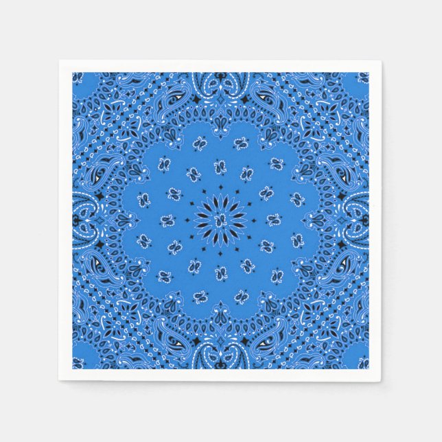 Denim Blue Paisley Bandana Scarf GRILLEN Picnic Na Serviette (Vorderseite)