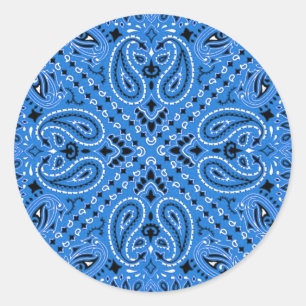 Denim Blue Paisley Western Bandana Scarf Print Runder Aufkleber