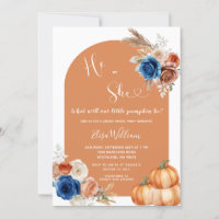 Denim Blue Rust Orange Pumpkin Gender Reveal