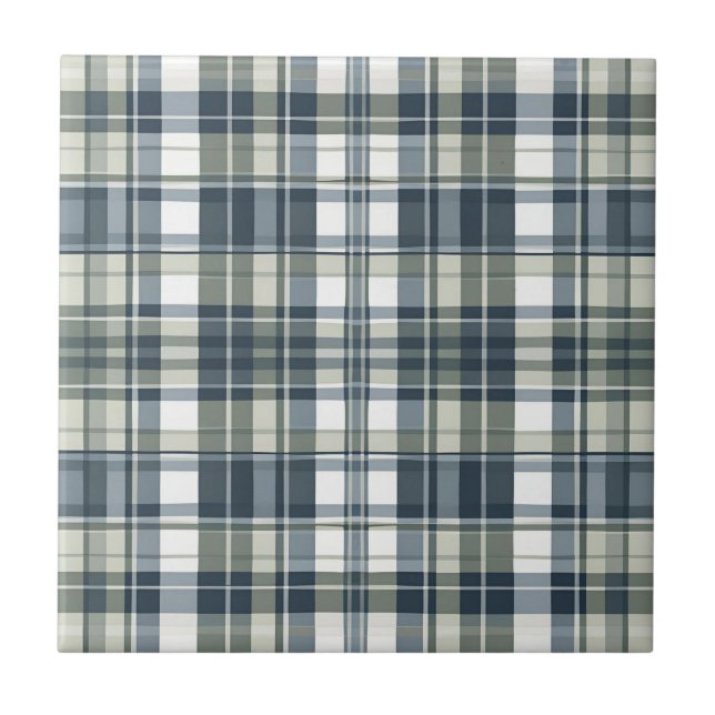 Denim Blue Sage Green White Fliese (Vorderseite)