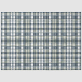 Denim Blue Sage Green White Kariert Decoupage Seidenpapier