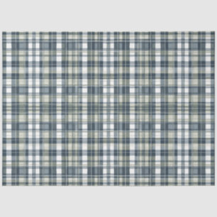 Denim Blue Sage Green White Kariert Decoupage Seidenpapier