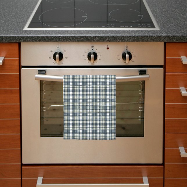 Denim Blue Sage Green White Kariert Geschirrtuch (Von Creator hochgeladen)