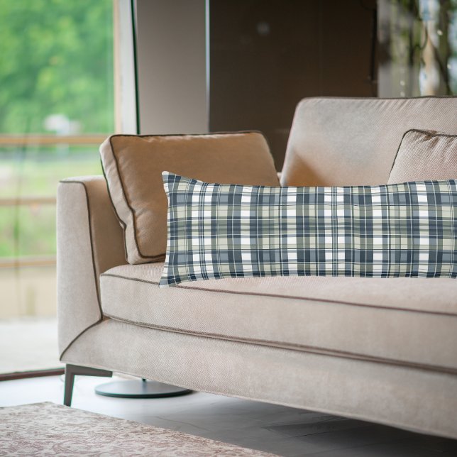 Denim Blue Sage Green White Pattern Seitenschläferkissen (Von Creator hochgeladen)