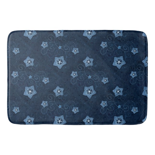 Denim Blue Star Pattern Bath Mat Badematte (Vorderseite)