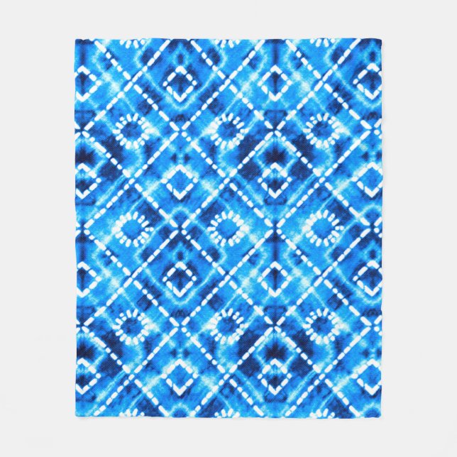 Denim blue tie die texture repeat modern pattern fleecedecke (Vorderseite)