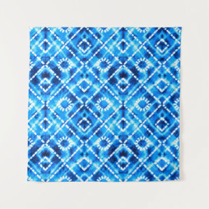 Denim blue tie die texture repeat modern pattern wandteppich