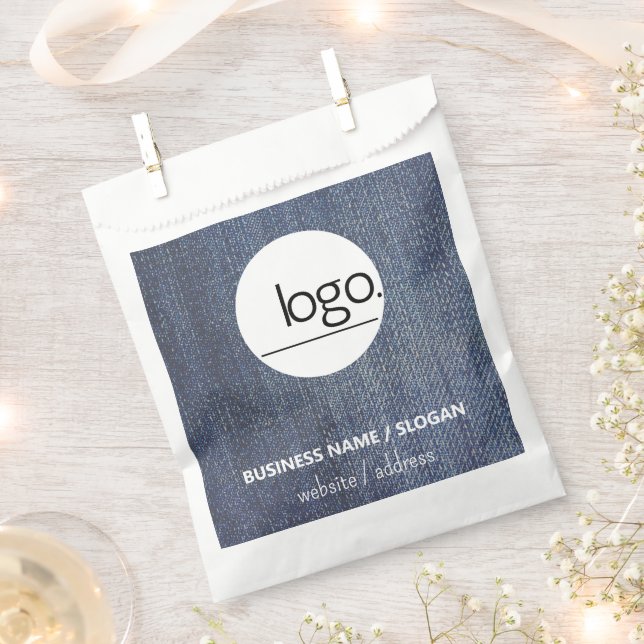 DENIM BLUE TRENDY MODERNE LOGO-BUSINESS-VERPACKUNG GESCHENKTÜTCHEN (Ausgeschnitten)