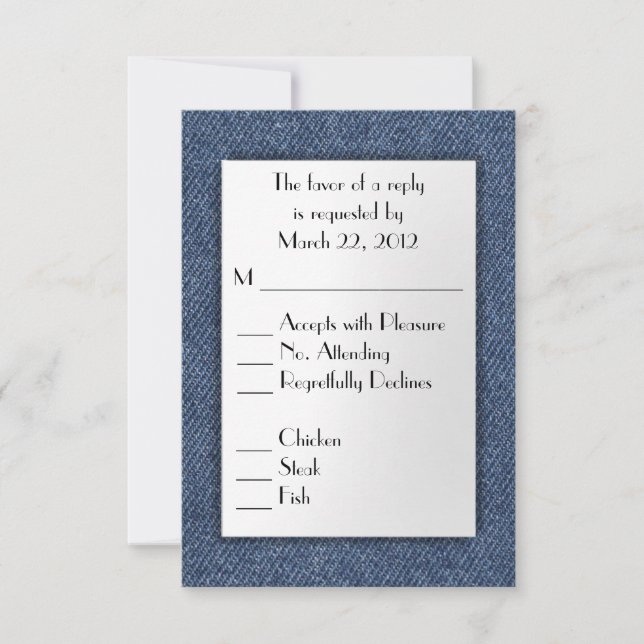 Denim Blue UAWG with Menu Choice RSVP Karte (Vorderseite)