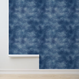 Denim Blue und Navy Wasserfarbe Tapete